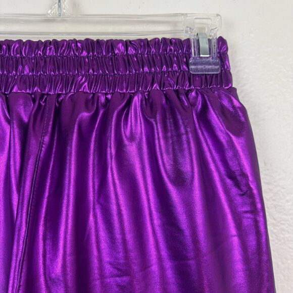 NWT Pesion Metallic Purple Hot Shorts High Waist Rave Festival Pockets Medium - Picture 9 of 13